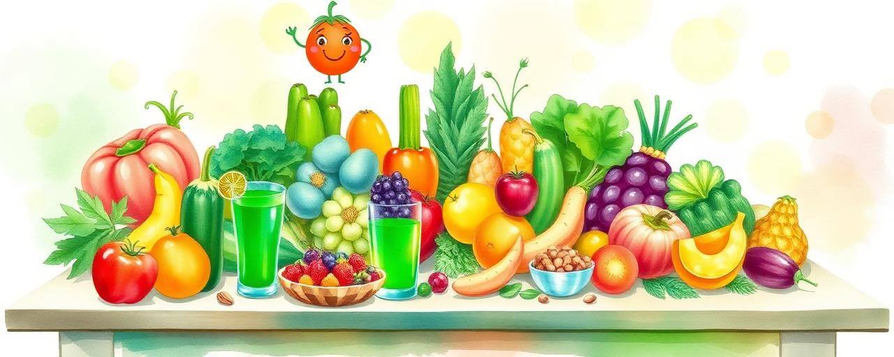 Colourful fruits and vegetables